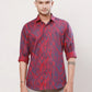 Raymond Men Violet Jacquard Slim Fit Cotton Regular Collar Shirt