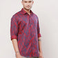 Raymond Men Violet Jacquard Slim Fit Cotton Regular Collar Shirt