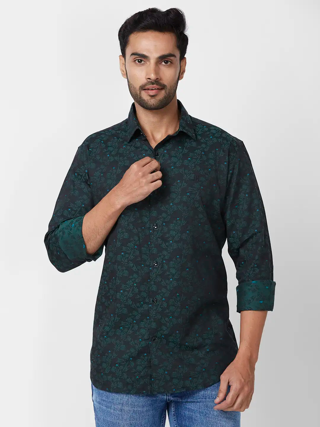 Raymond Regular Fit Printed Medium Red Shirt
