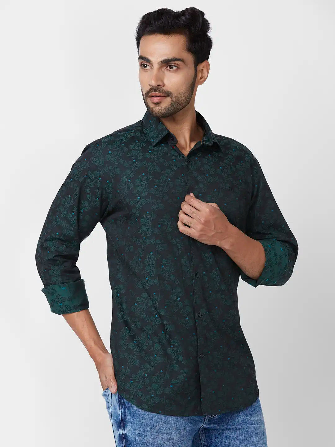 Raymond Regular Fit Printed Medium Red Shirt
