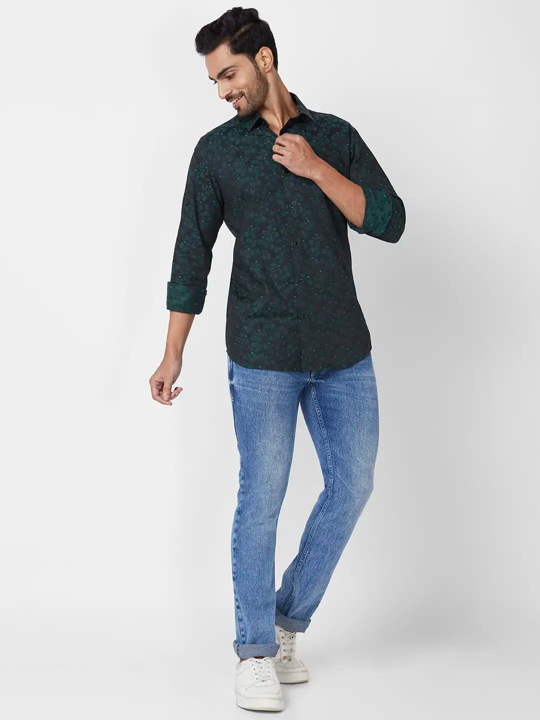 Raymond Regular Fit Printed Medium Red Shirt