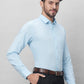 Raymond Men Blue Solid Slim Fit Linen Blend Shirts