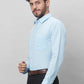 Raymond Men Blue Solid Slim Fit Linen Blend Shirts