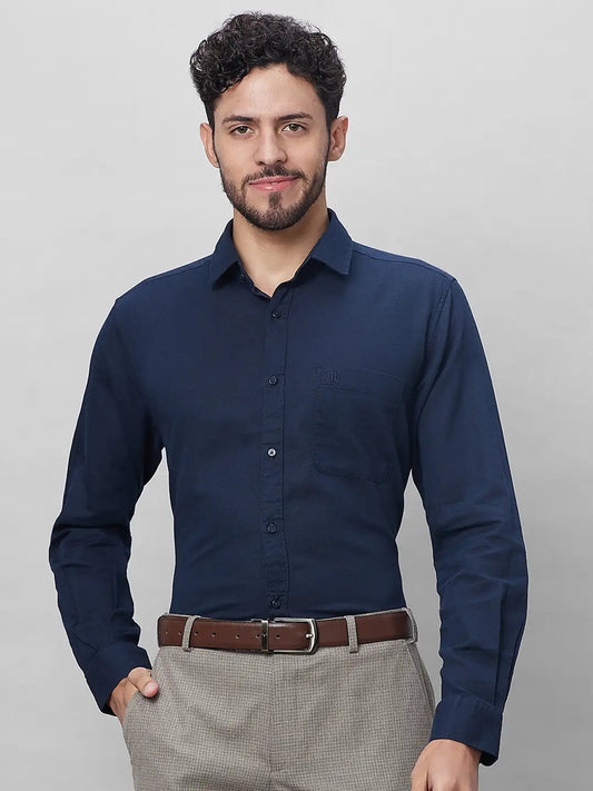 Raymond Men Black Solid Slim Fit Linen Blend Shirts
