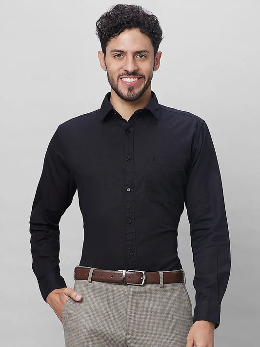 Raymond Men Red Solid Slim Fit Linen Blend Shirts