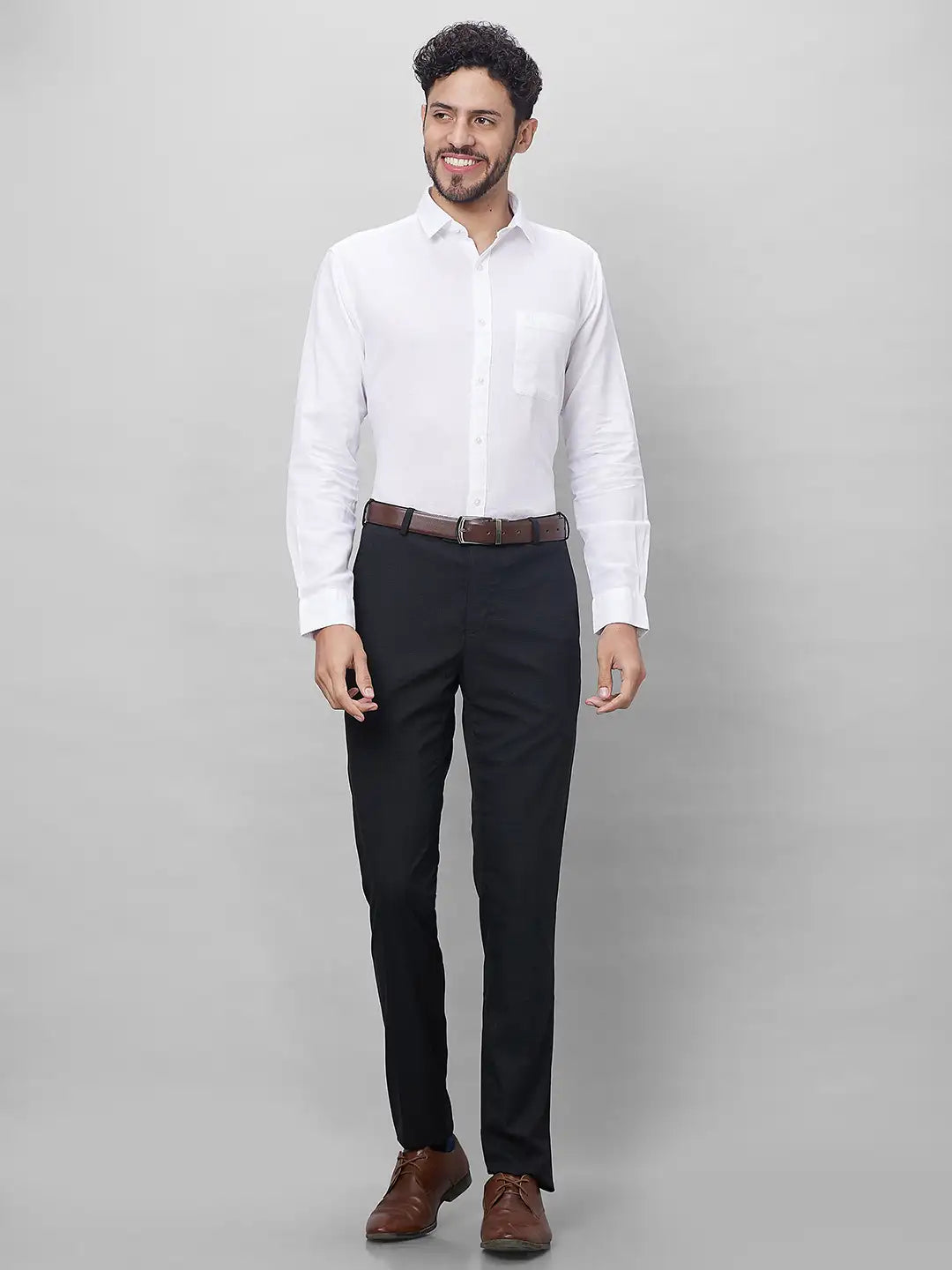 Raymond Men Blue Checks Slim Fit Cotton Shirts