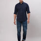 Raymond Men Petrol Slim Fit Solid Cotton Regular Collar Shirts