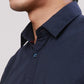 Raymond Men Petrol Slim Fit Solid Cotton Regular Collar Shirts