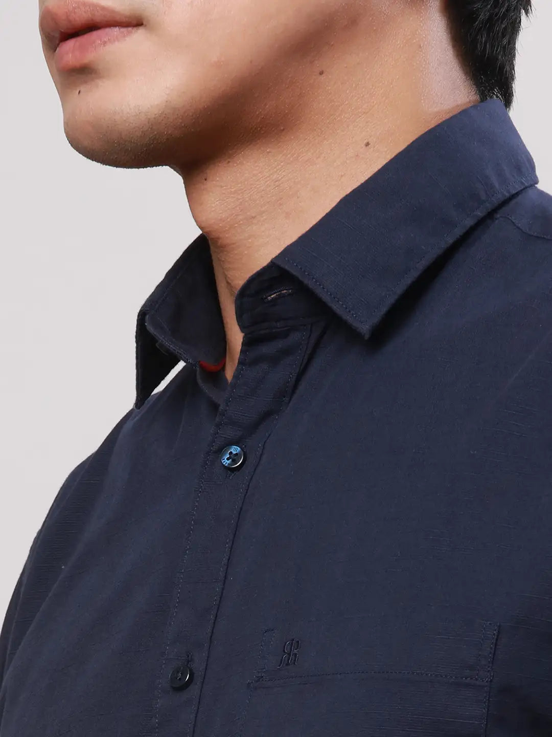Raymond Men Petrol Slim Fit Solid Cotton Regular Collar Shirts