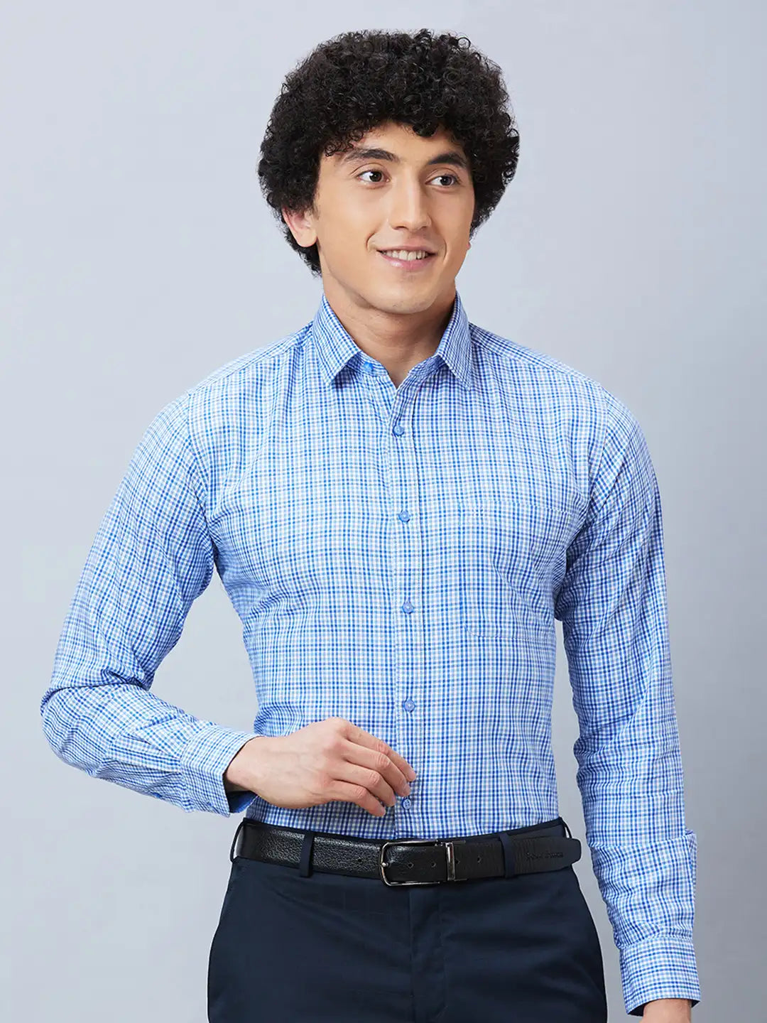Raymond Men Blue Structure Contemporary Fit Cotton Shirts