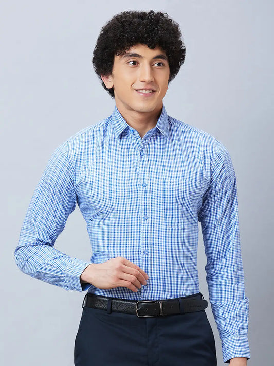 Raymond Men Blue Structure Contemporary Fit Cotton Shirts