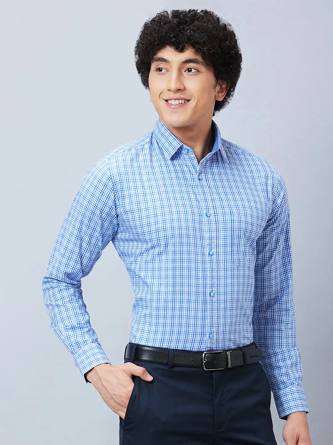 Raymond Men Blue Structure Contemporary Fit Cotton Shirts