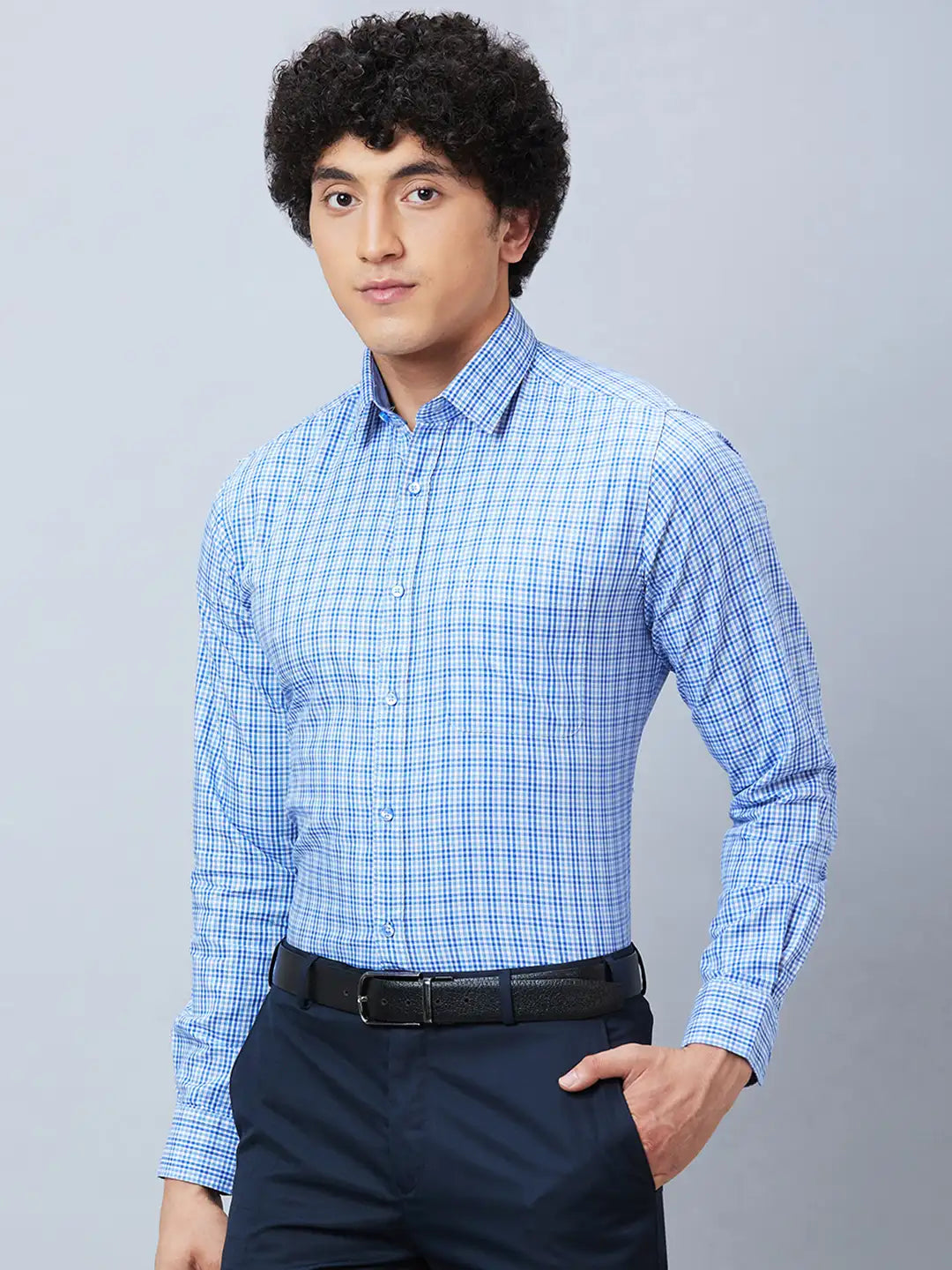 Raymond Men Blue Structure Contemporary Fit Cotton Shirts