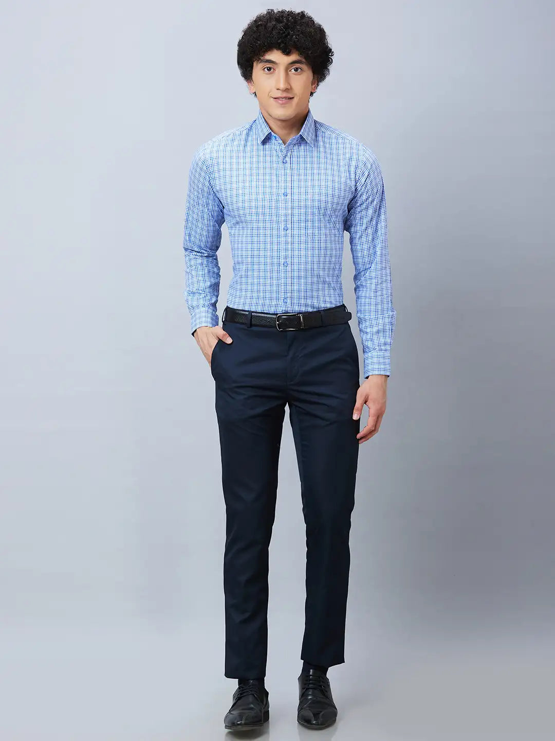 Raymond Men Blue Structure Contemporary Fit Cotton Shirts