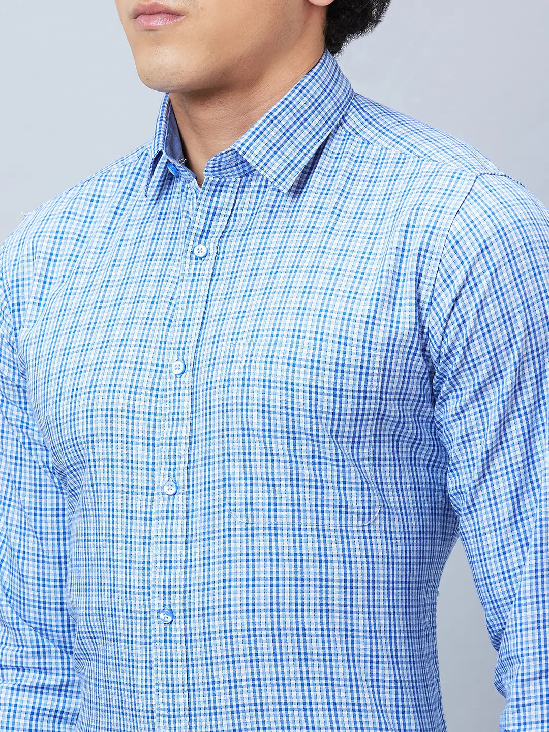 Raymond Men Blue Structure Contemporary Fit Cotton Shirts