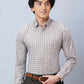 Raymond Men Green Checks Contemporary Fit Cotton Regular Collar Shirt