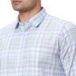 Men Blue Contemporary Fit Checks Cotton Regular Collar Shirts