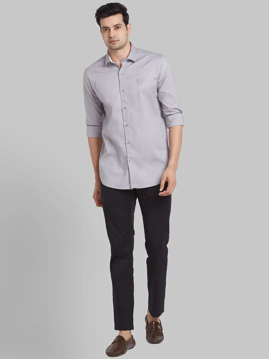 Men Brown Contemporary With Pocket Solid Cotton Blend  Regular Collar Shirts