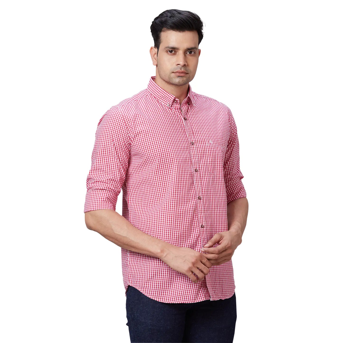 Men Grey Contemporary Print Cotton Regular Collar Shirts