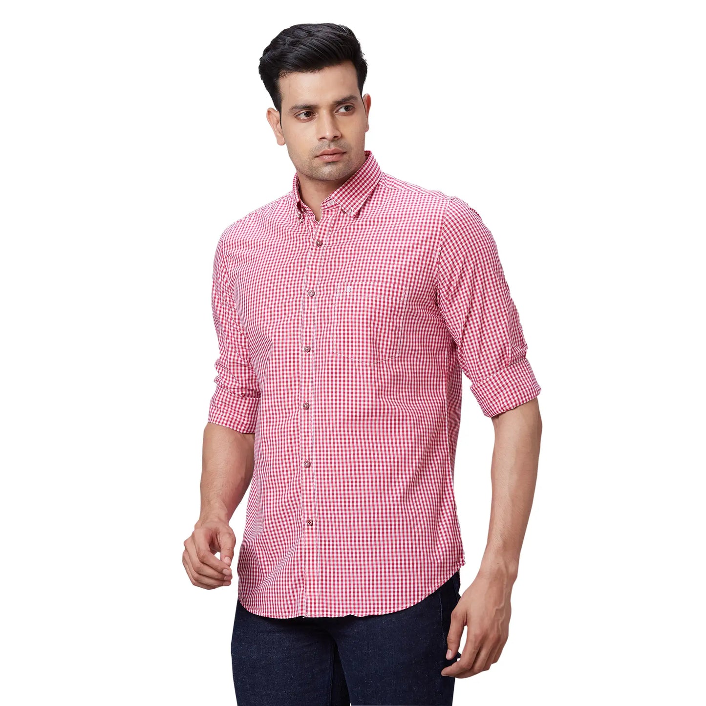 Men Grey Contemporary Print Cotton Regular Collar Shirts