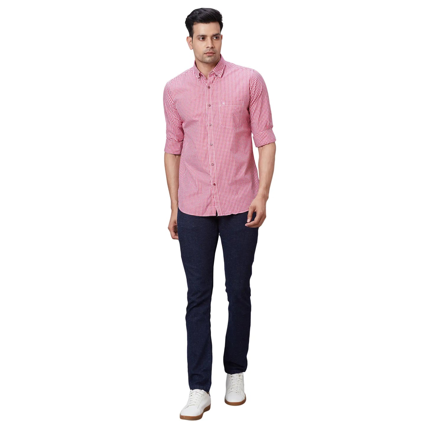 Men Grey Contemporary Print Cotton Regular Collar Shirts