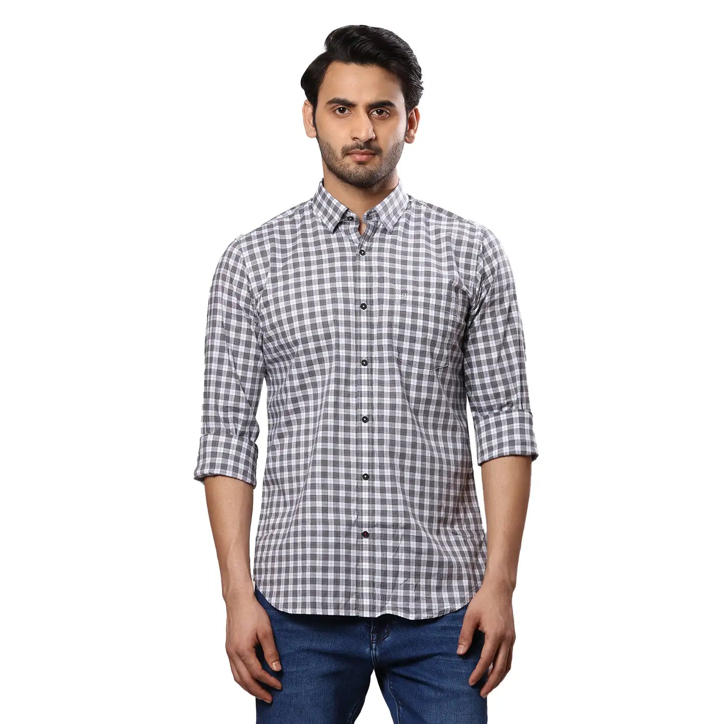 Men Violet Contemporary With Pocket Jacquard Cotton Regular Collar Shirts
