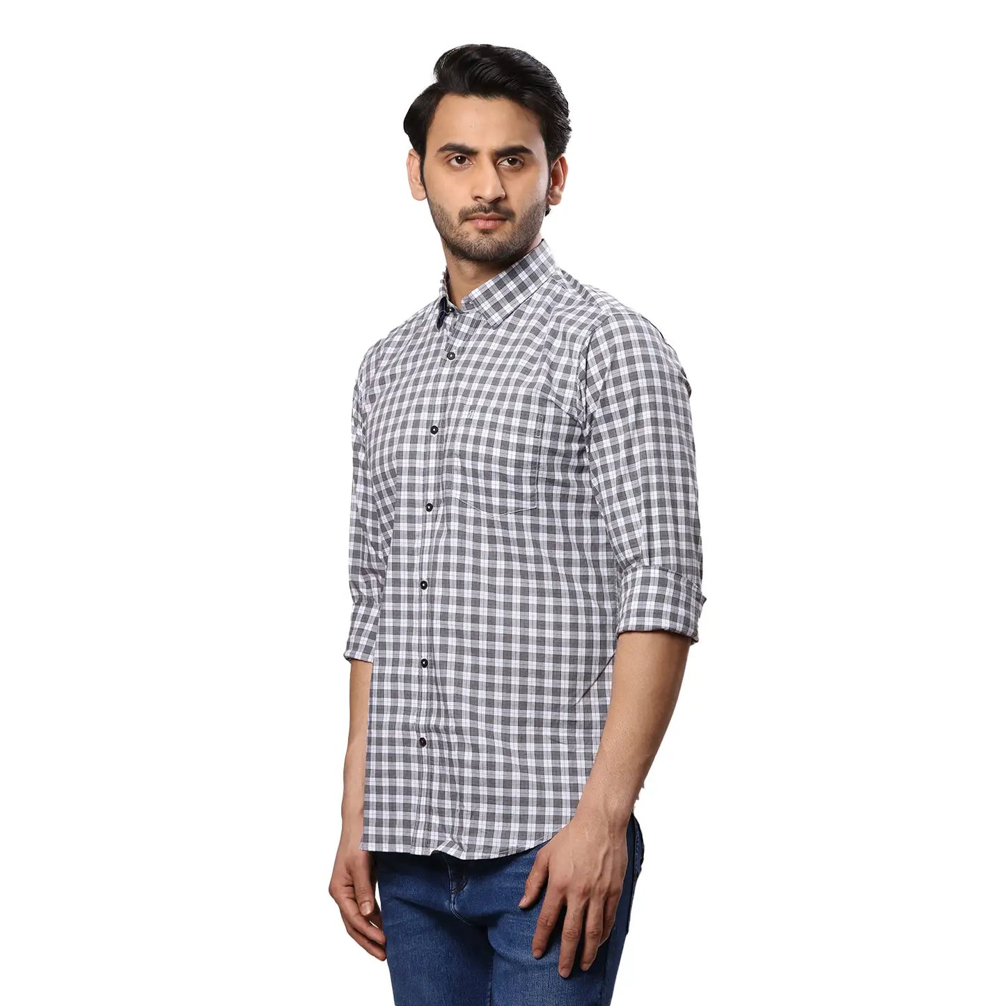 Men Violet Contemporary With Pocket Jacquard Cotton Regular Collar Shirts