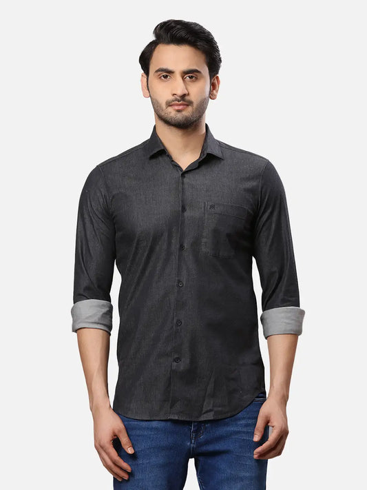 Raymond Men Blue Print Contemporary Cotton Shirt