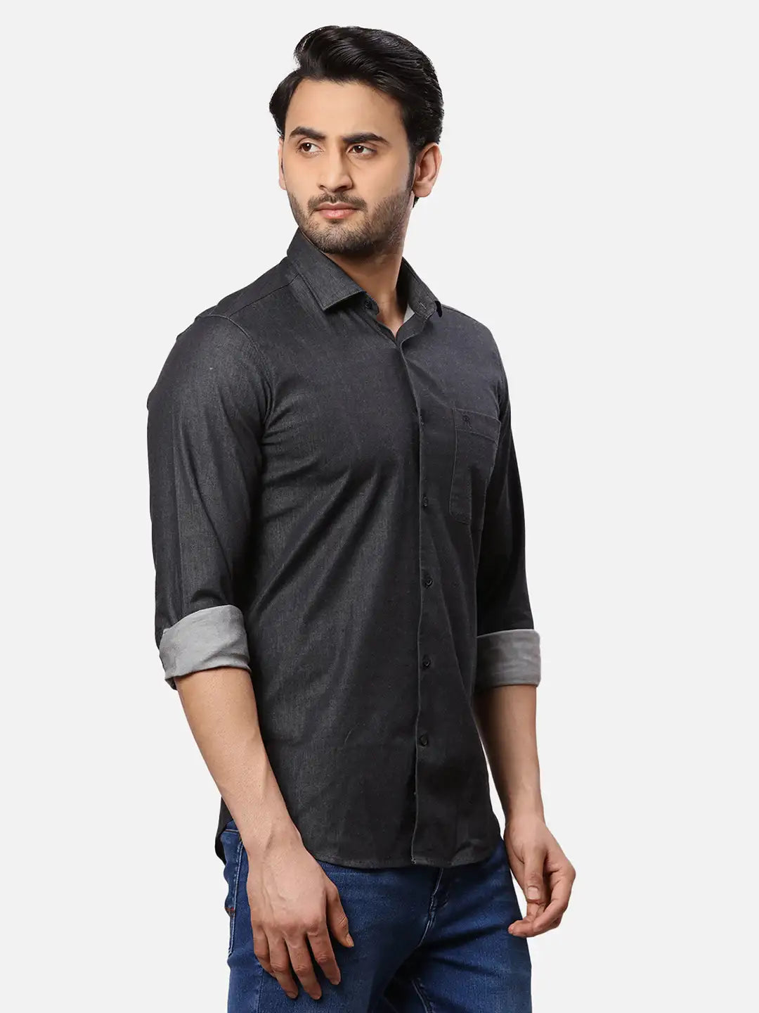 Raymond Men Blue Print Contemporary Cotton Shirt