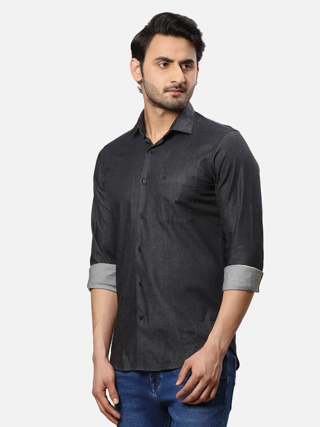 Raymond Men Blue Print Contemporary Cotton Shirt