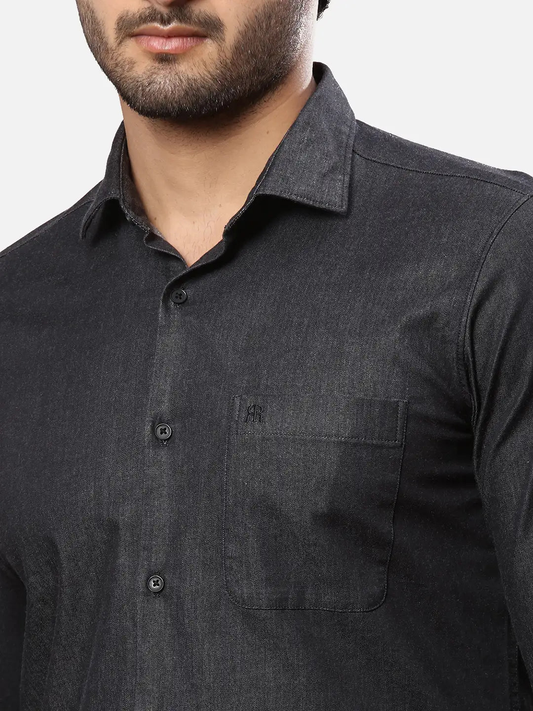 Raymond Men Blue Print Contemporary Cotton Shirt