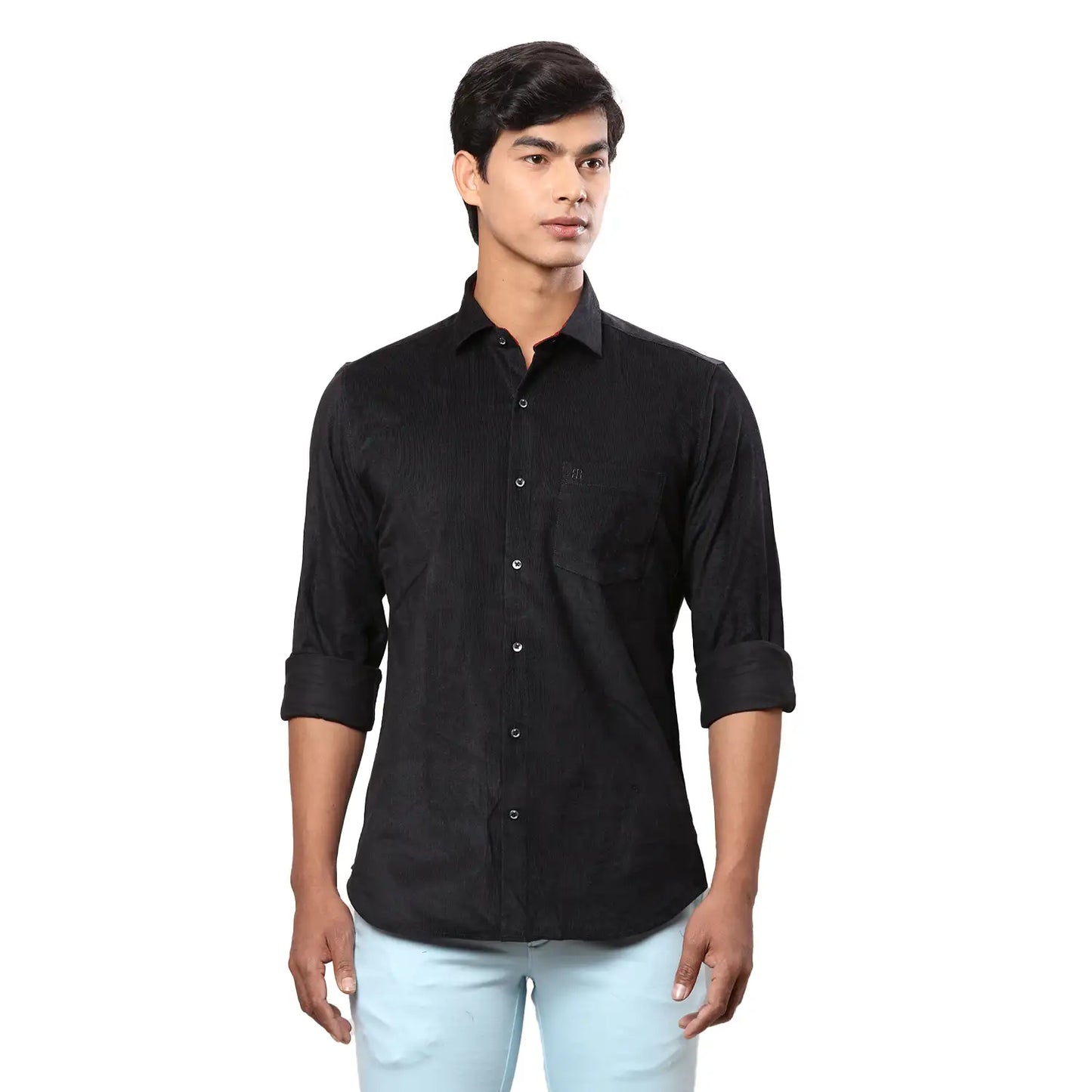 Men Green Contemporary With Pocket Solid Cotton Blend Regular Collar Shirts