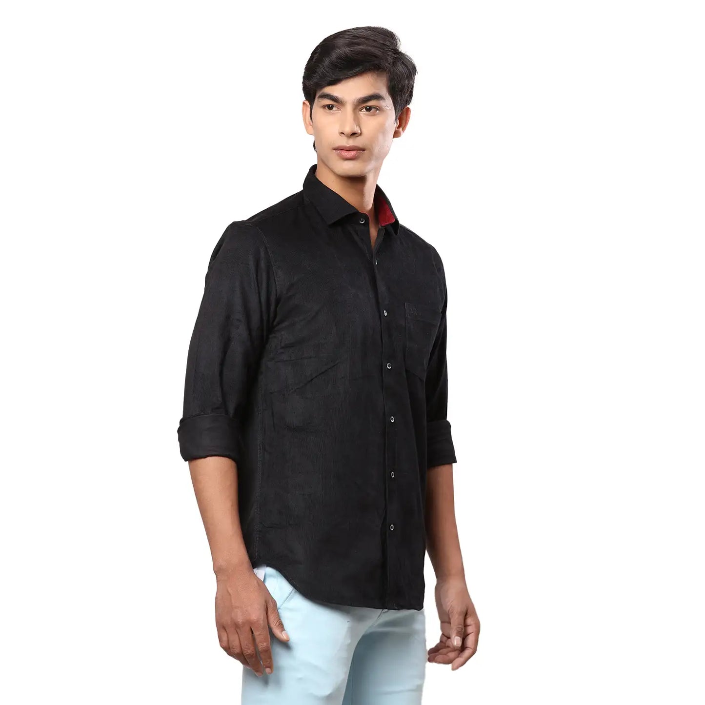 Men Green Contemporary With Pocket Solid Cotton Blend Regular Collar Shirts