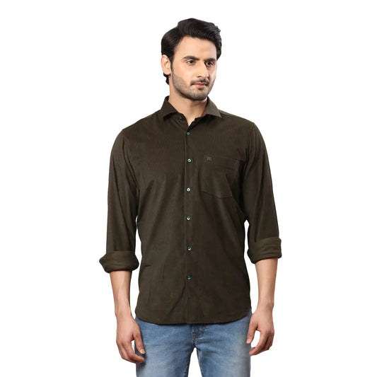 Men Petrol Contemporary With Pocket Solid Cotton Blend Regular Collar Shirts