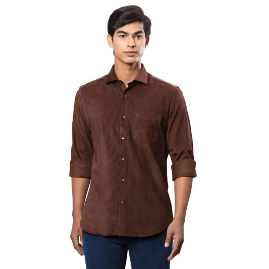 Men Red Contemporary With Pocket Solid Cotton Blend  Regular Collar Shirts