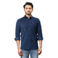 Men Blue Contemporary Fit Stripe Cotton Regular Collar Shirts