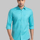 Men Blue Contemporary Print Cotton Blend Shirts