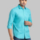 Men Blue Contemporary Print Cotton Blend Shirts