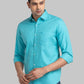 Men Blue Contemporary Print Cotton Blend Shirts