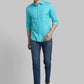 Men Blue Contemporary Print Cotton Blend Shirts