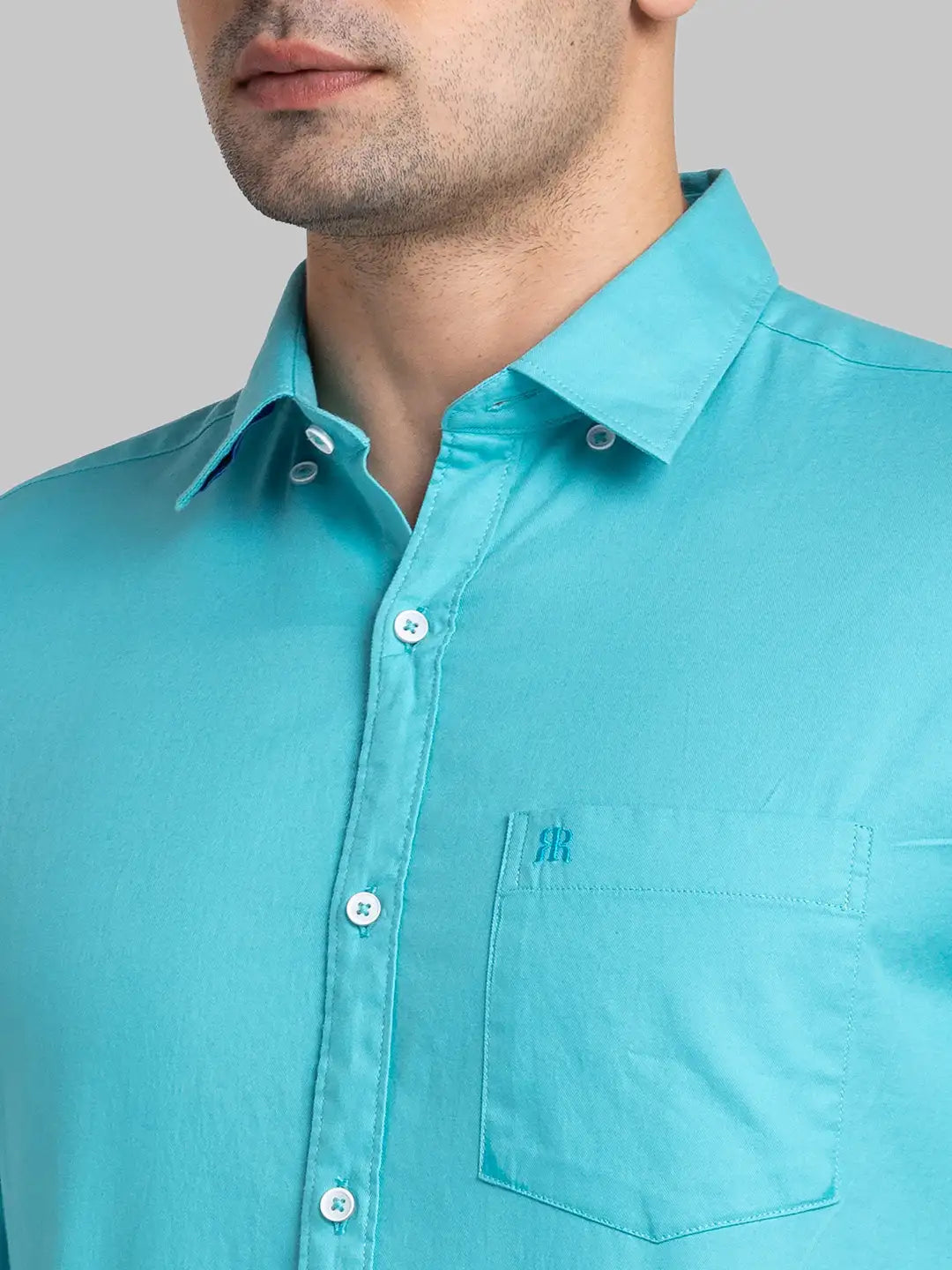 Men Blue Contemporary Print Cotton Blend Shirts
