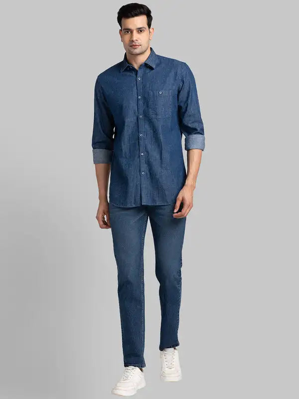 Men Contemporary With Pocket Fit Green Shirt