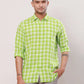 Raymond Men Yellow Checks Contemporary Fit Linen Regular Collar Shirt