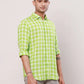 Raymond Men Yellow Checks Contemporary Fit Linen Regular Collar Shirt