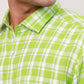 Raymond Men Yellow Checks Contemporary Fit Linen Regular Collar Shirt