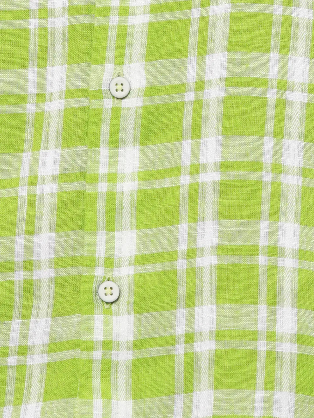 Raymond Men Yellow Checks Contemporary Fit Linen Regular Collar Shirt