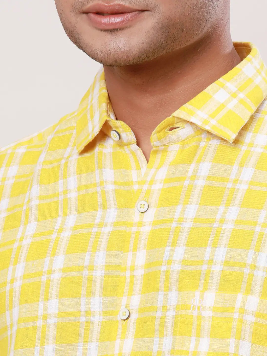 Raymond Men Grey Checks Contemporary Fit Cotton Regular Collar Shirt