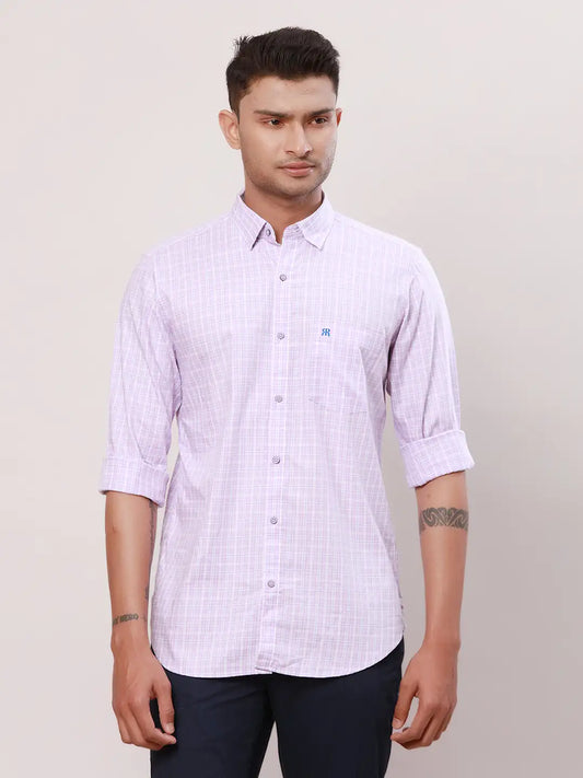 Raymond Men Yellow Checks Contemporary Fit Cotton Regular Collar Shirt