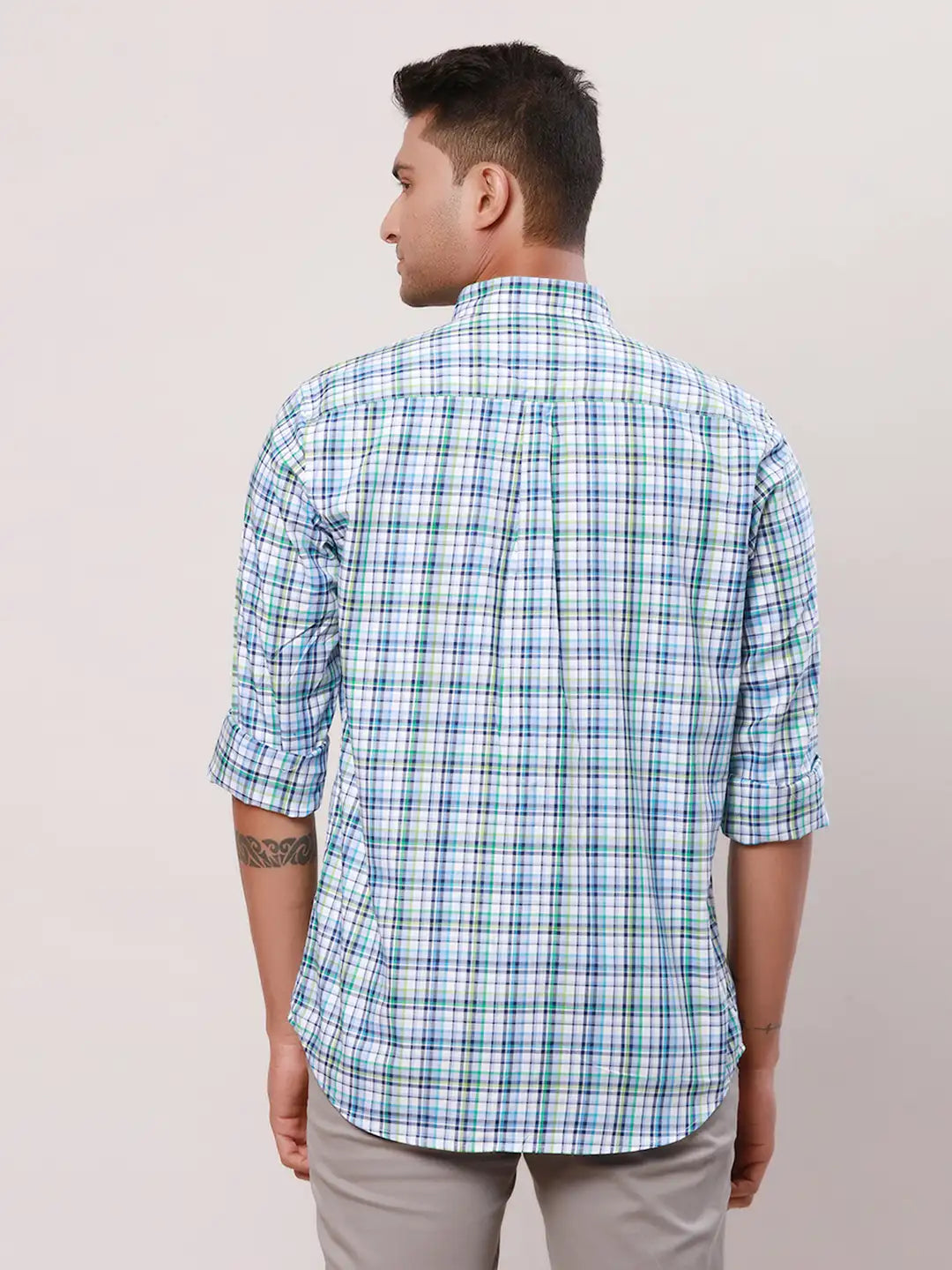 Raymond Men Grey Print Contemporary Fit Cotton Regular Collar Shirt