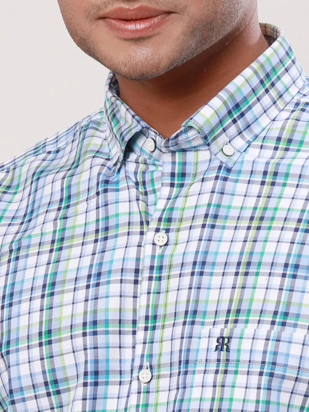 Raymond Men Grey Print Contemporary Fit Cotton Regular Collar Shirt